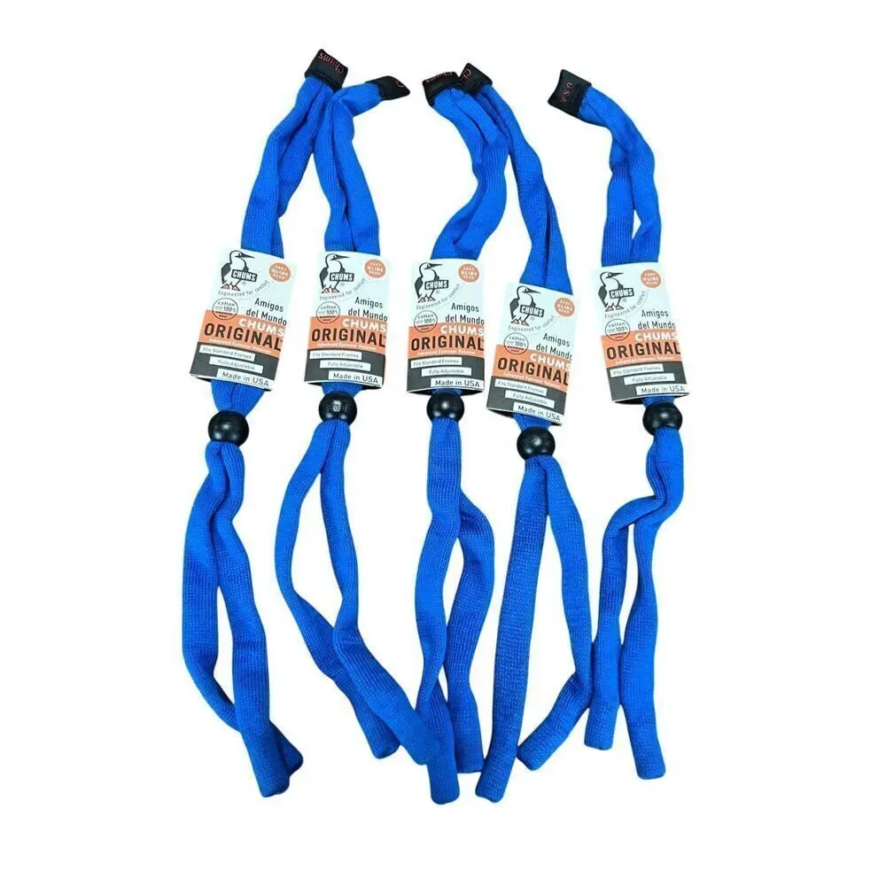 Lot of 5 Chums Original Cotton Eyewear Retainer Sunglass Strap blue USA made